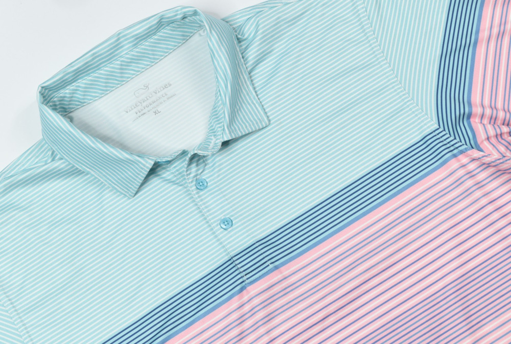 Vineyard Vines Performance Polo Shirt Mens XL Blue Pink Short Sleeve Stretch
